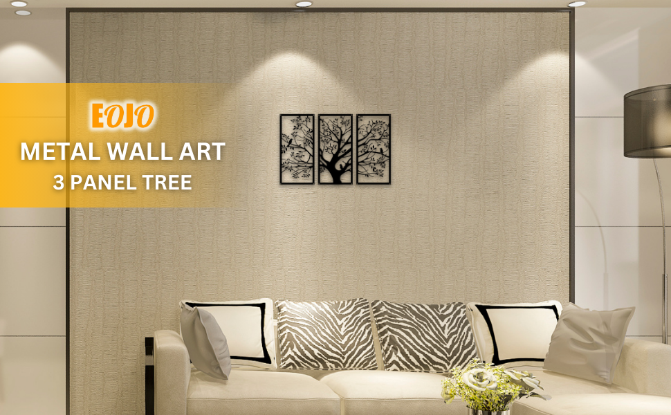 Metal Wall Art - Nature inspired tree with lovely birds, detailed leaves, and realistic branches