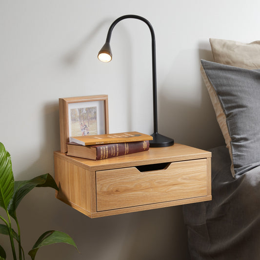 Floating Nightstand With Drawer Wall Mounted Nightstand - Light Oak