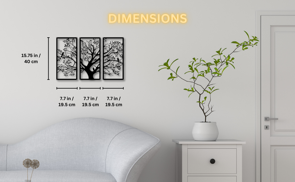 Metal Wall Art - Nature inspired tree with lovely birds, detailed leaves, and realistic branches