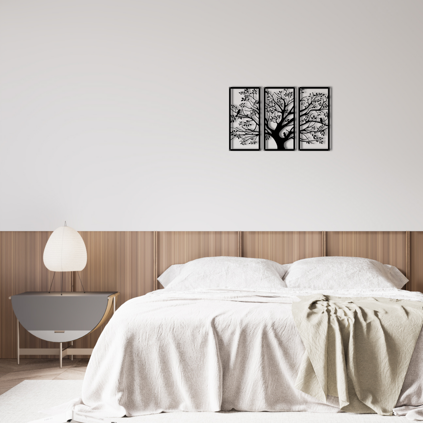 Metal Wall Art - Nature inspired tree with lovely birds, detailed leaves, and realistic branches