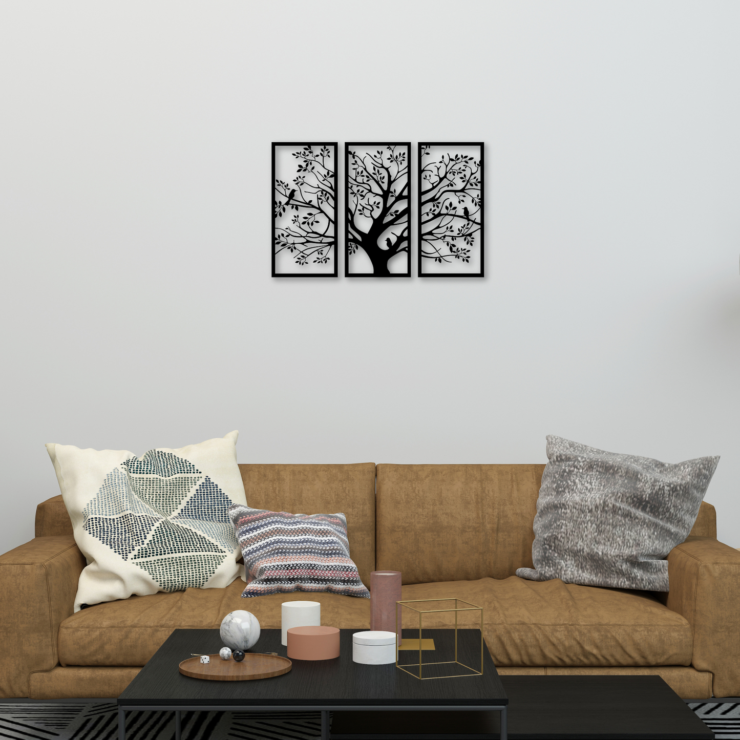 Metal Wall Art - Nature inspired tree with lovely birds, detailed leaves, and realistic branches